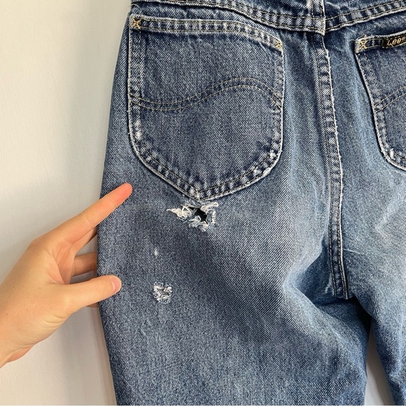 Vintage Lee Blue Jeans High Waistet Straight Leg Zipper Fly Classic Denim  S 4 - Picture 5 of 12